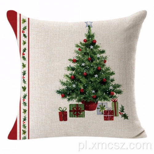 Świąteczna poszewka na poduszkę z bawełnianej lnu